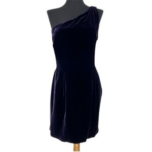 open lace back dress Ralph Lauren One Shoulder Navy Dress Rental main image 1